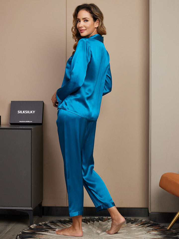 Reine Seide Knöpfe Damen Pyjamas