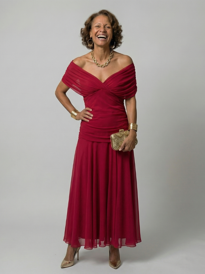 Calen | Off-Shoulder Midi Kleid