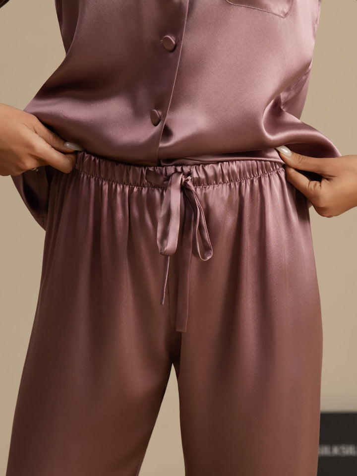 Reine Seide Knöpfe Damen Pyjamas