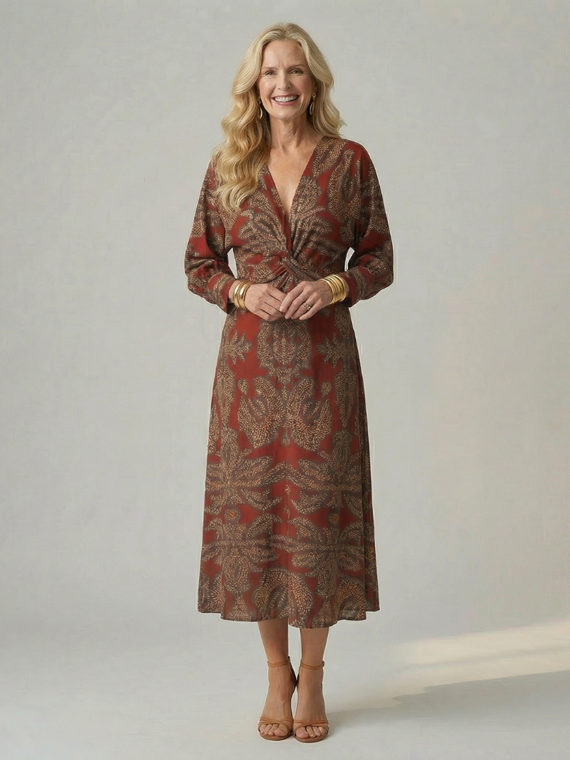Lune | Natürlicher Wickel-Midi-Kleid