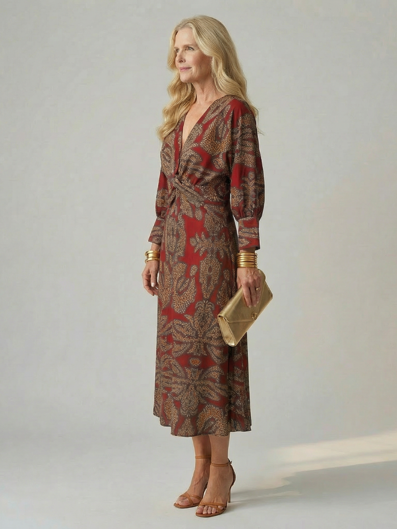 Lune | Natürlicher Wickel-Midi-Kleid