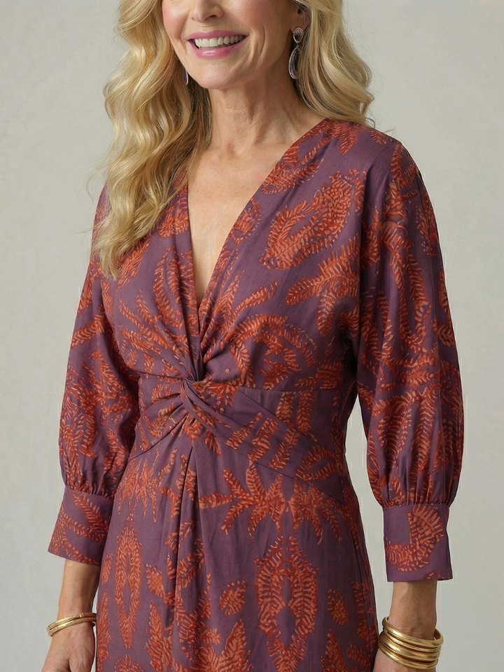 Lune | Natürlicher Wickel-Midi-Kleid