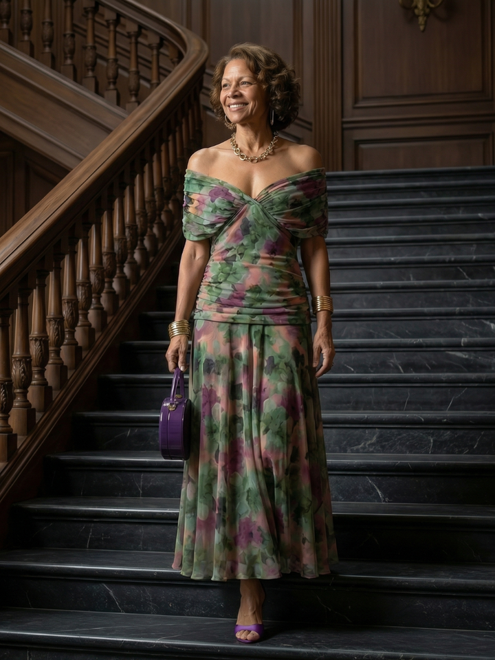 Calen | Off-Shoulder Midi Kleid