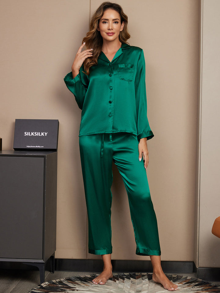 Reine Seide Knöpfe Damen Pyjamas