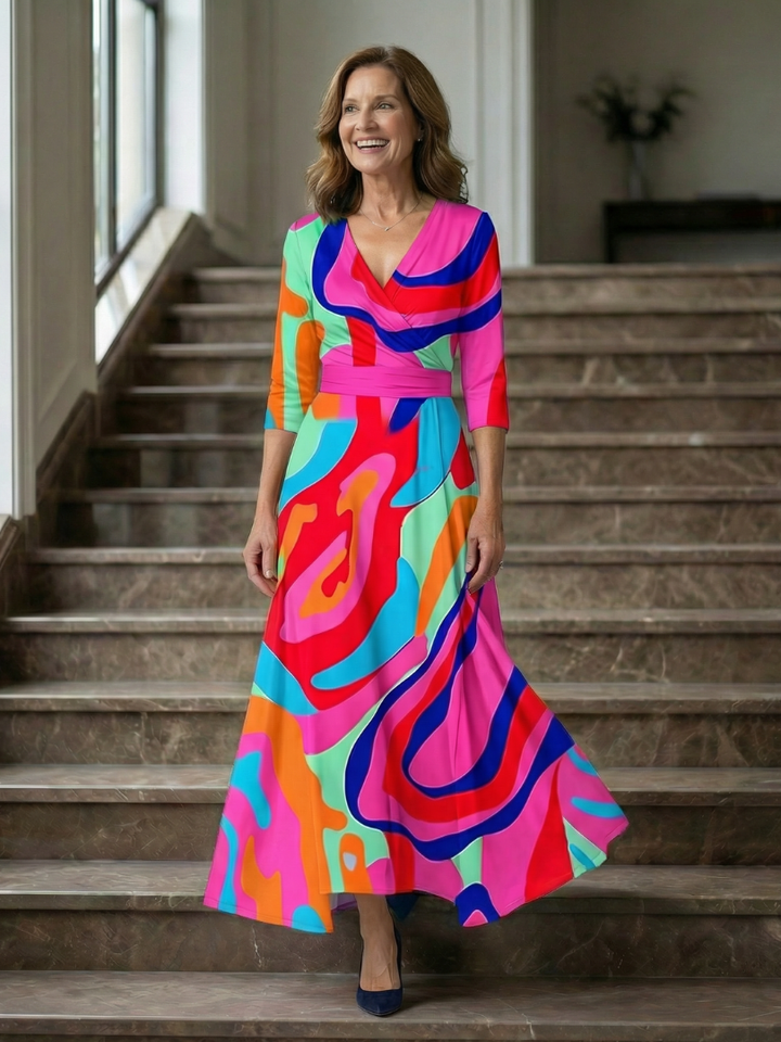 Celine | Midi-Kleid mit Wickelkragen
