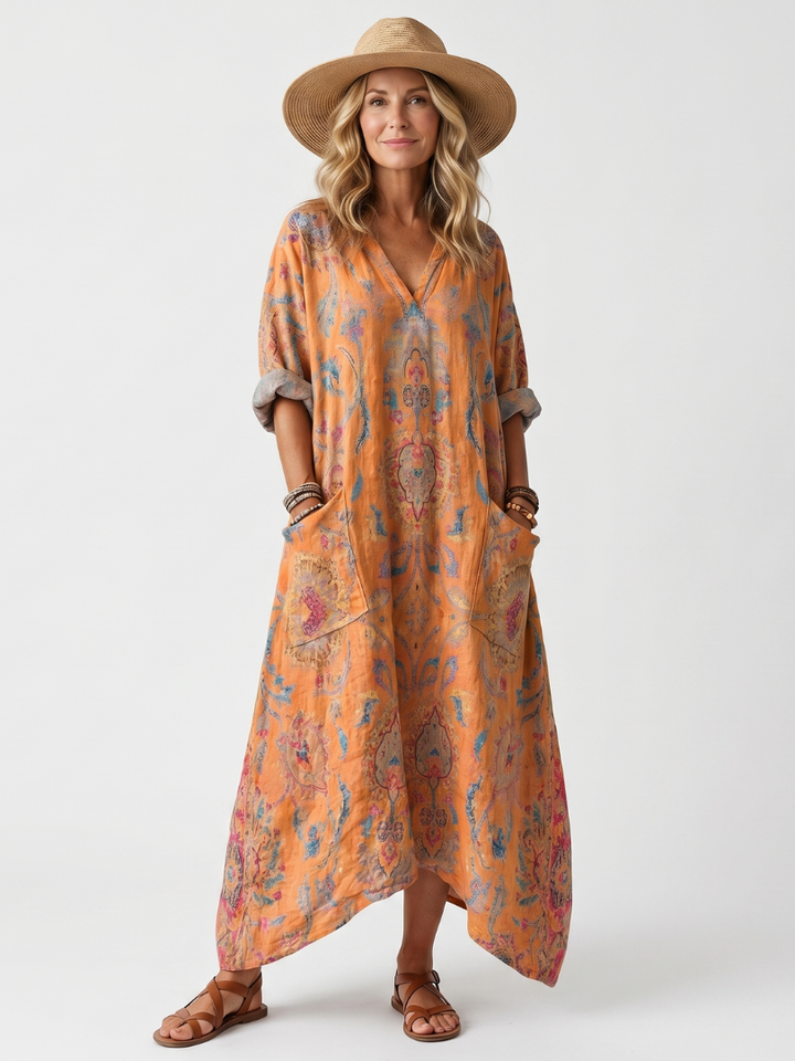 Remi | Oversized Midi-Kleid mit Notch-Ausschnitt und Taschen