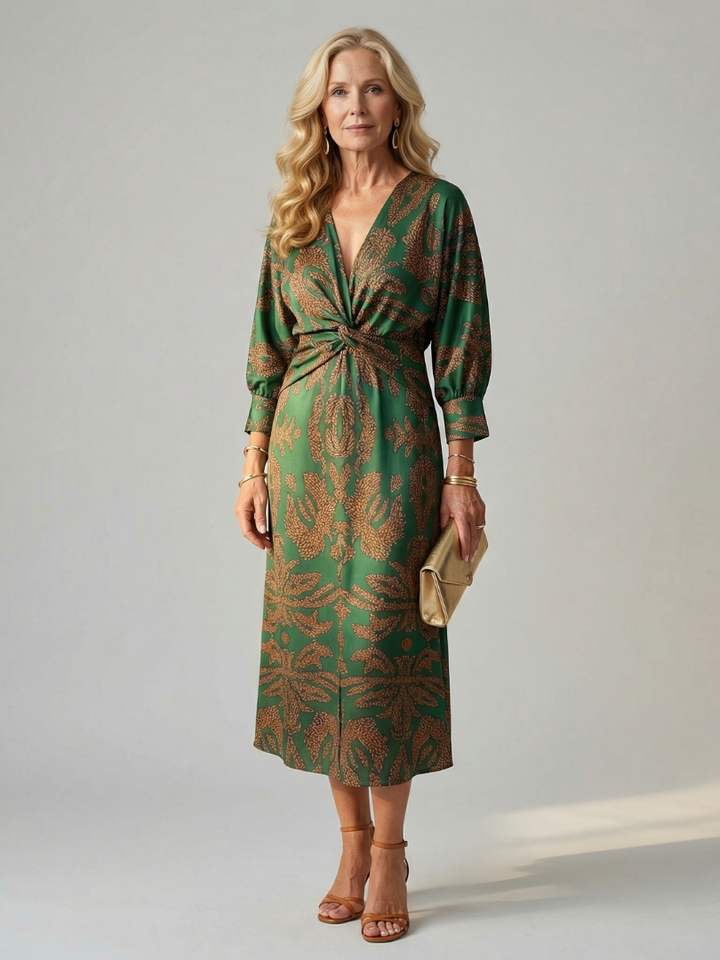 Lune | Natürlicher Wickel-Midi-Kleid