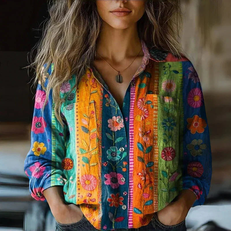 Monica | Vintage Gedruckte Frühlingsbluse