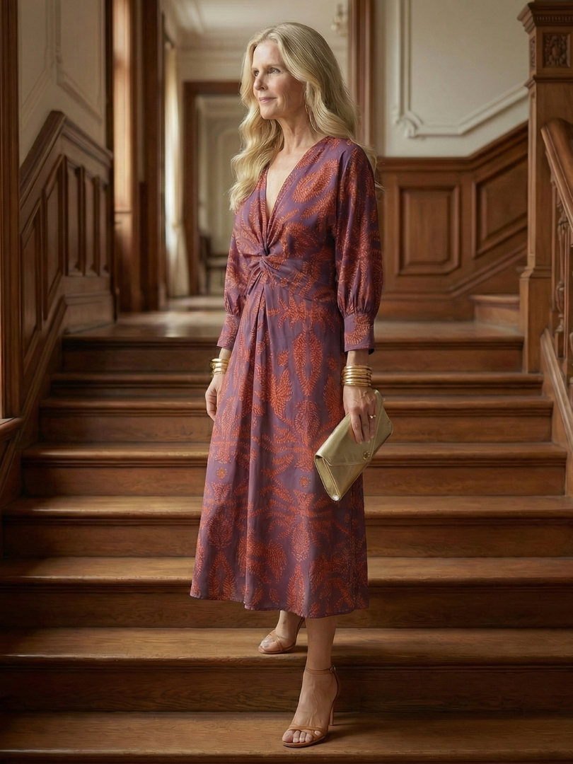 Lune | Natürlicher Wickel-Midi-Kleid