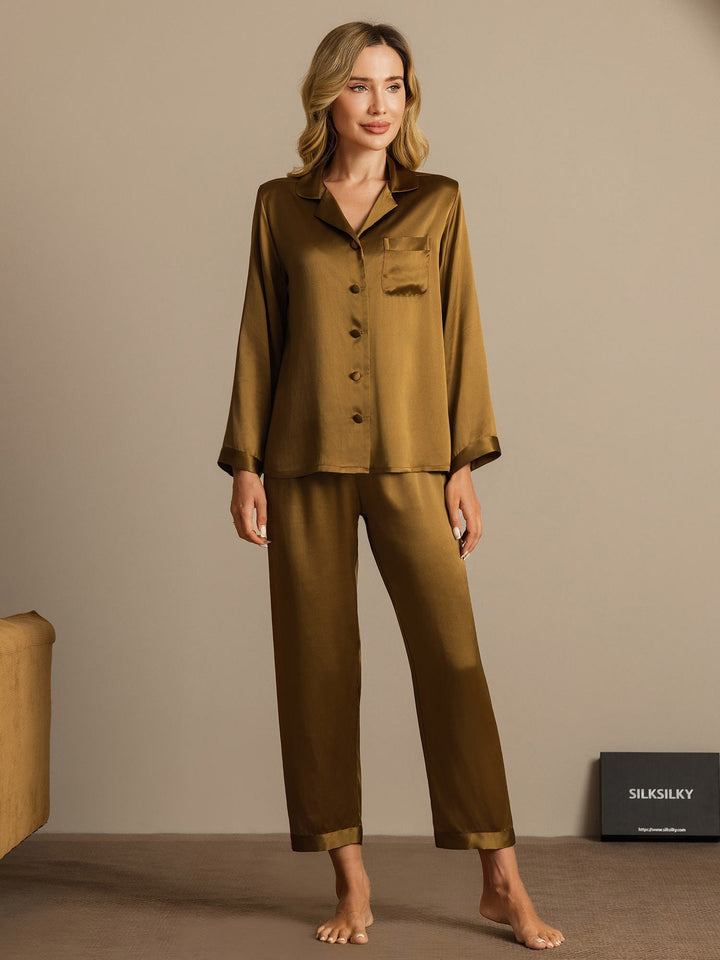 Reine Seide Knöpfe Damen Pyjamas