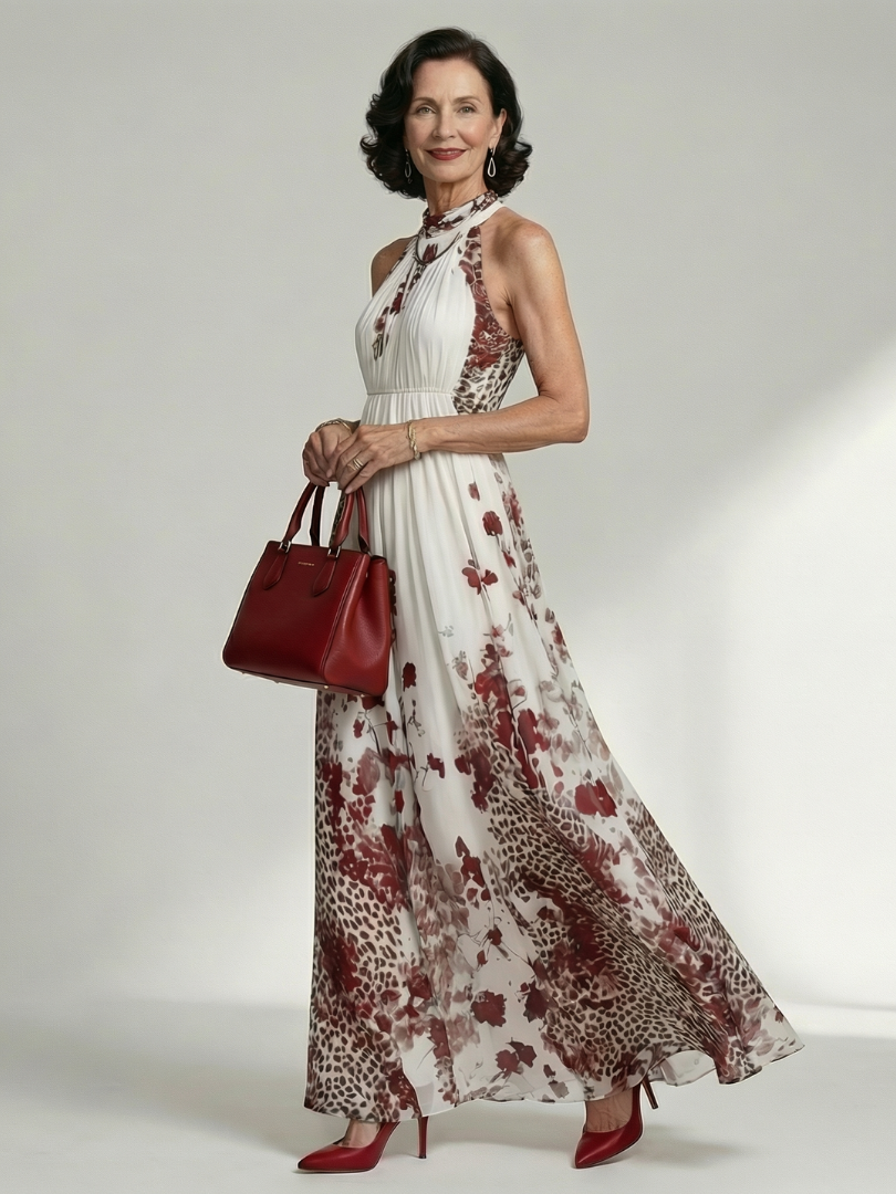 Orlune | Faltendes Weißes Maxikleid