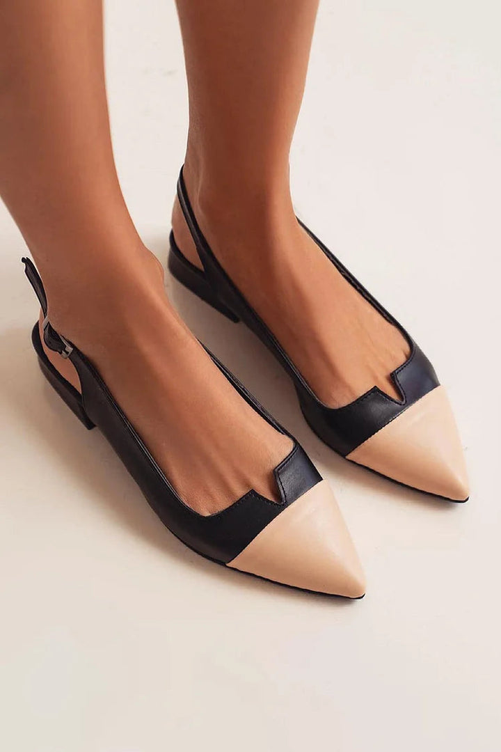 CATERINA - Elegante Bicolor-Ballerinas mit Kontrastspitze