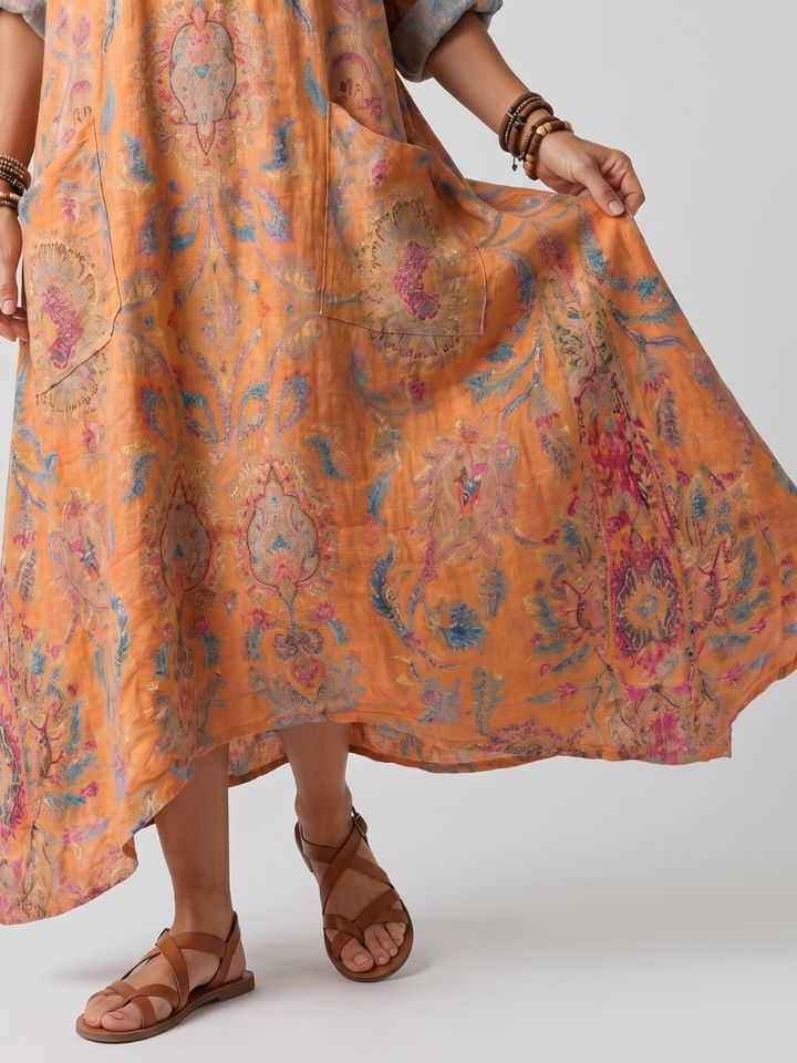 Remi | Oversized Midi-Kleid mit Notch-Ausschnitt und Taschen