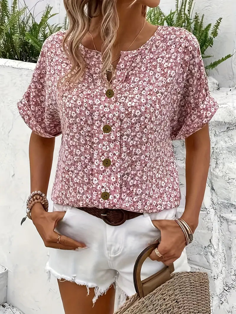 Tressa | Knopfleiste Blumenbluse