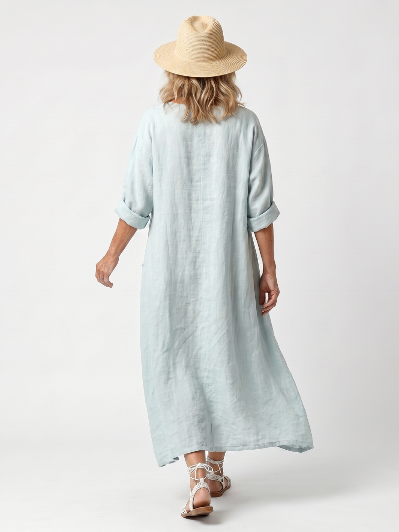 Kassiani | Aufwändig besticktes Oversized Midi-Kleid mit Taschen