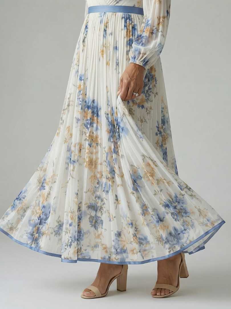 Rielle | Plissiertes Wickel-Midi-Kleid