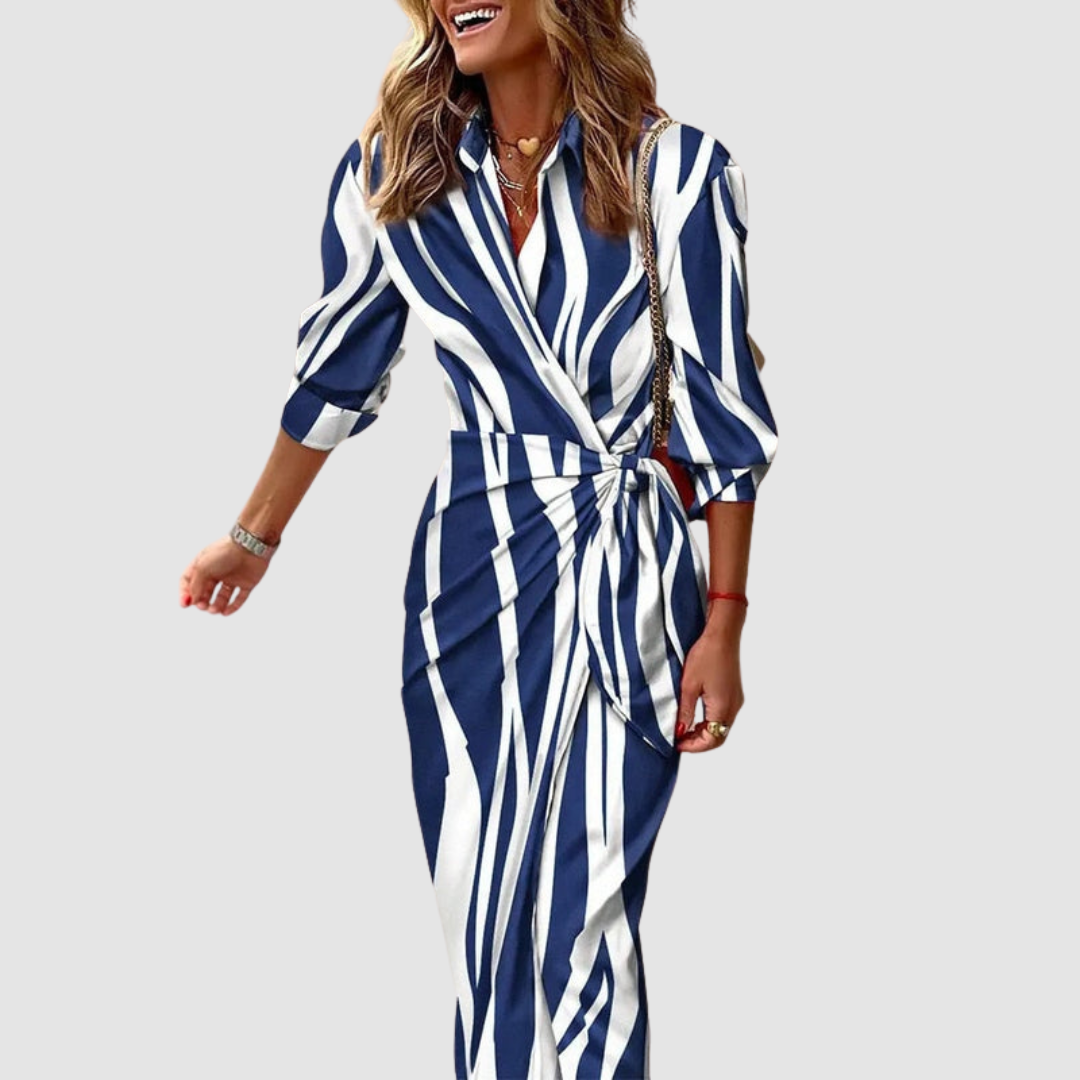 Cecilia™ Elegantes Gestreiftes Kleid
