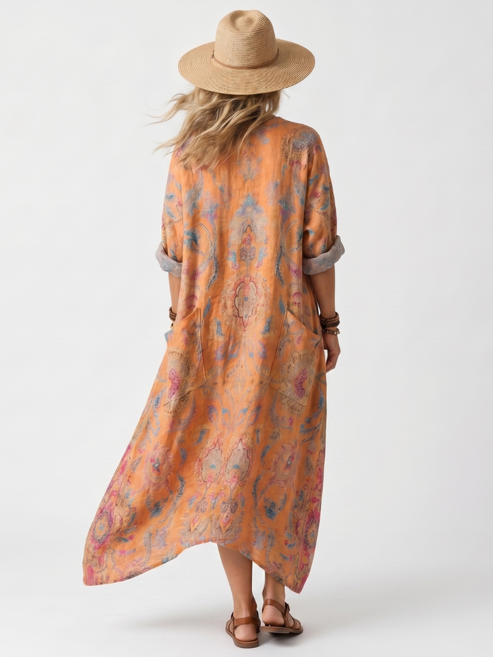 Remi | Oversized Midi-Kleid mit Notch-Ausschnitt und Taschen
