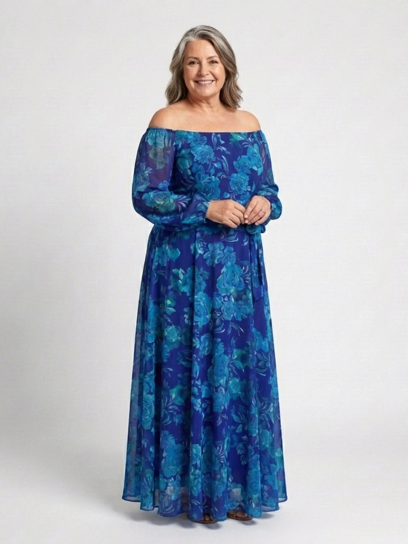 Aspen | Off-Shoulder Floral Maxi-Kleid