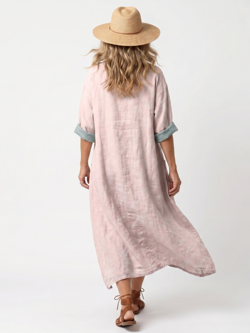 Kenza | Besticktes Panel Relaxed Pocket Midi Kleid