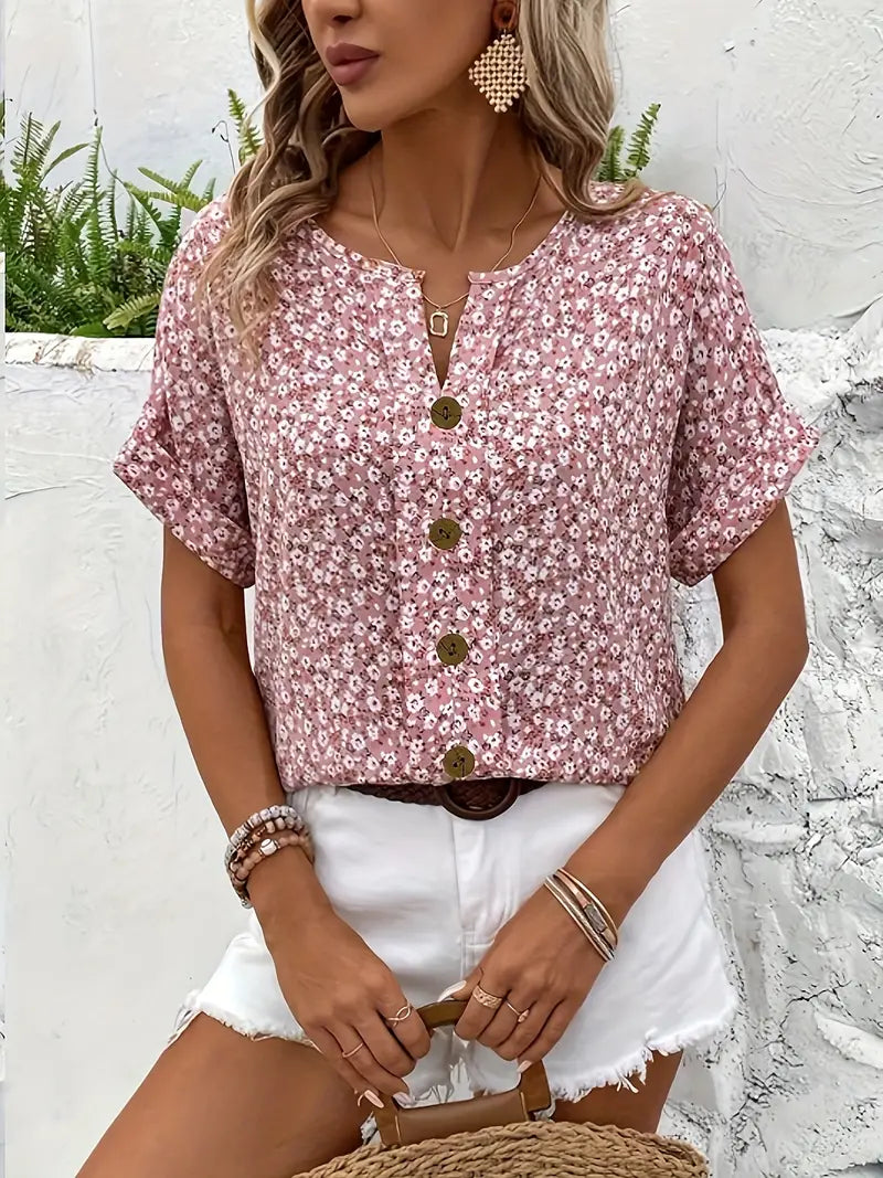 Tressa | Knopfleiste Blumenbluse
