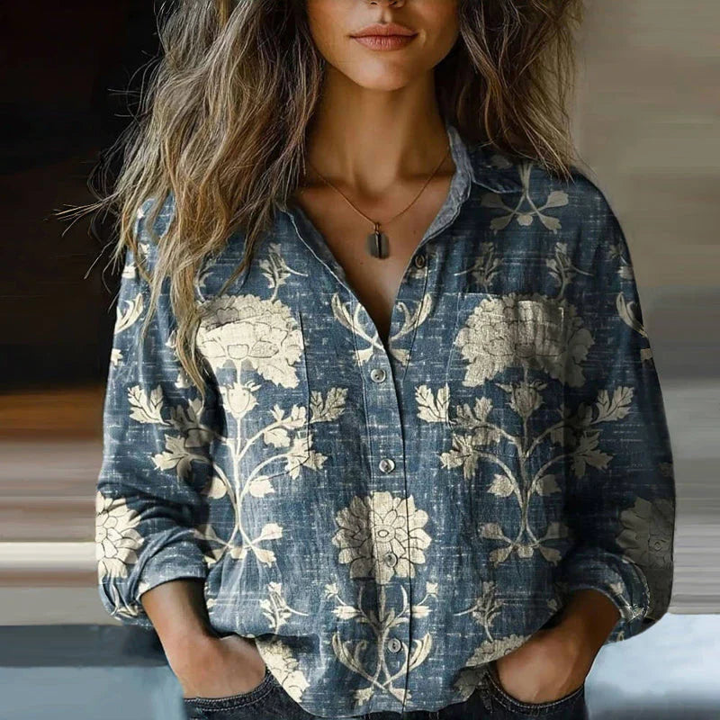 Monica | Vintage Gedruckte Frühlingsbluse