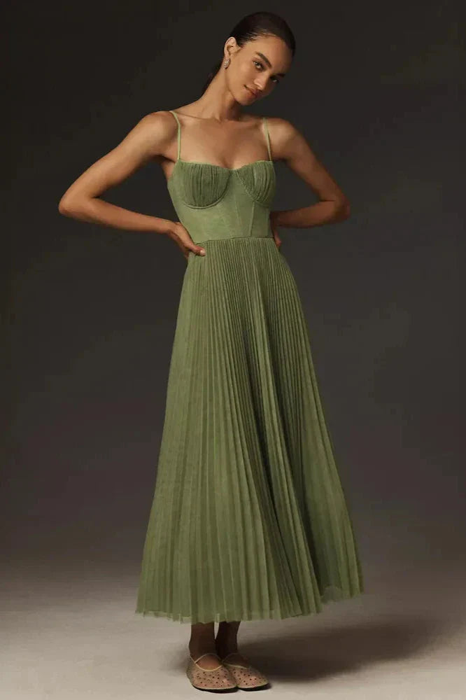 Isabella | Plissiertes Tüll-Midikleid