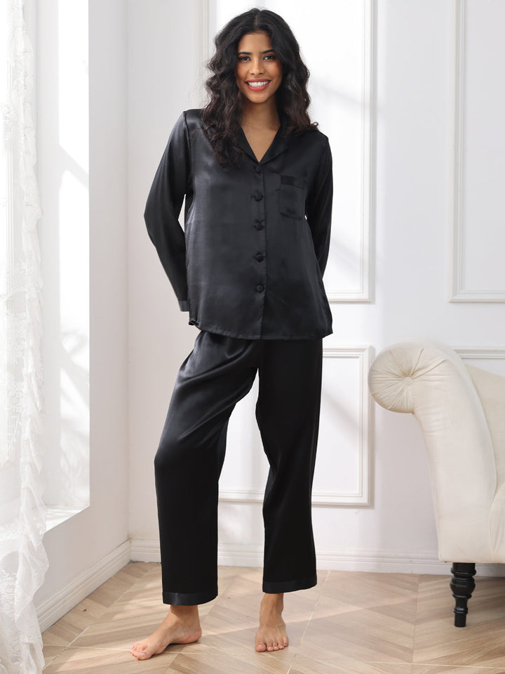 Reine Seide Knöpfe Damen Pyjamas