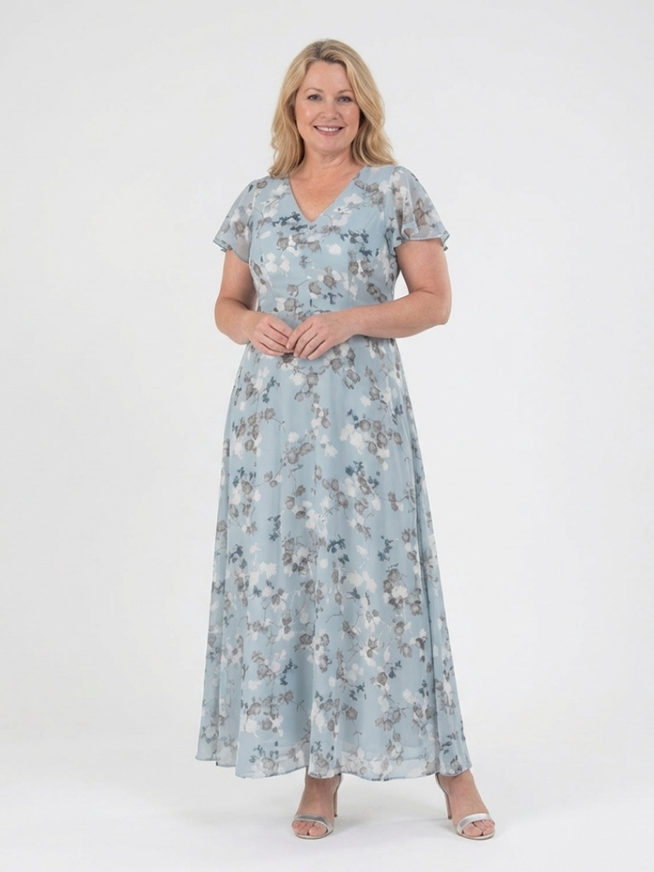 Ismeria | Florales Chiffon-Maxikleid