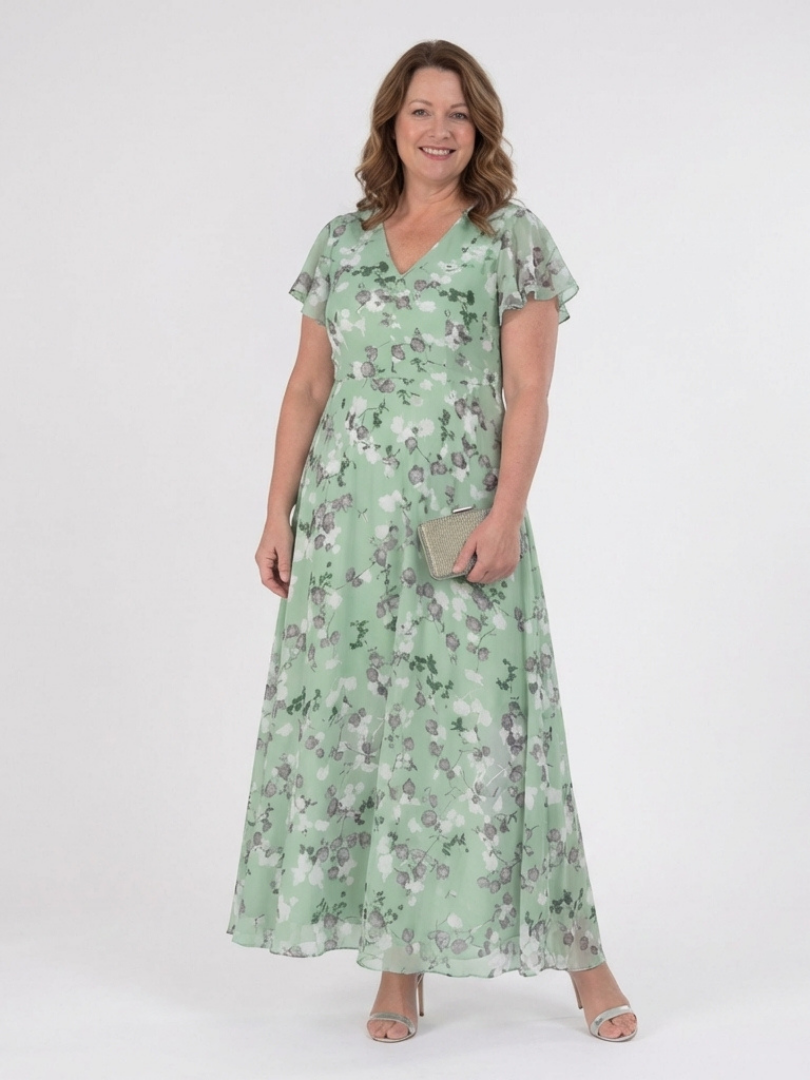 Ismeria | Florales Chiffon-Maxikleid