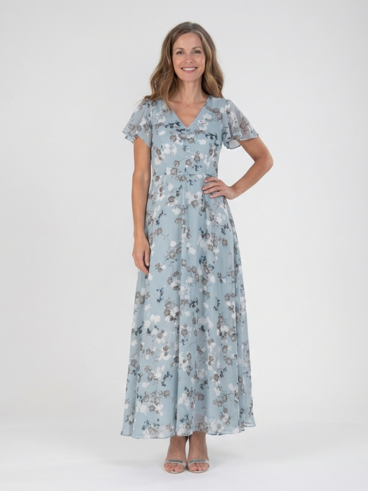 Ismeria | Florales Chiffon-Maxikleid