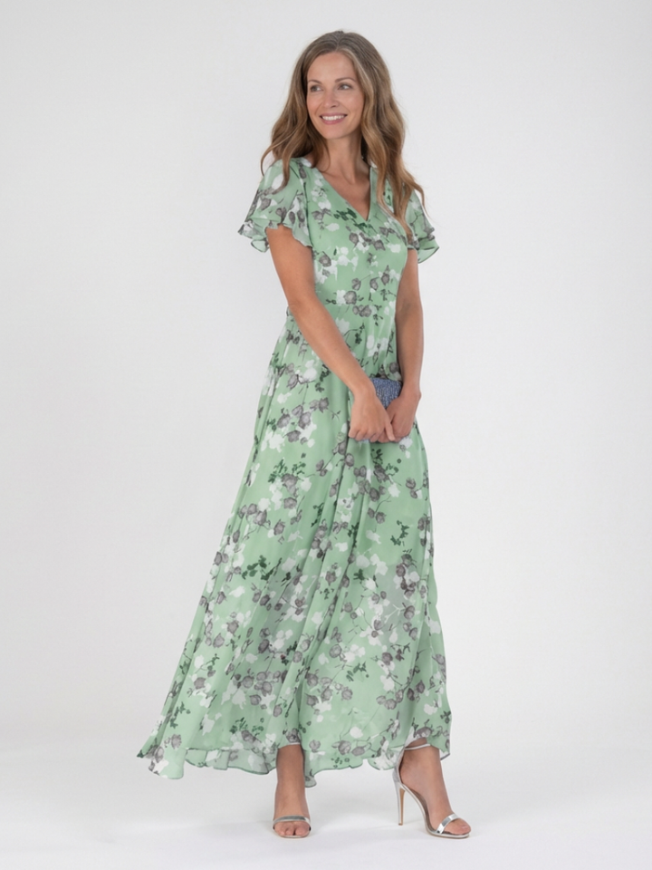 Ismeria | Florales Chiffon-Maxikleid