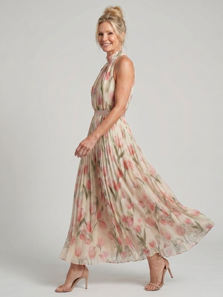 Aurelle | Halterneck Blumen Midi Kleid