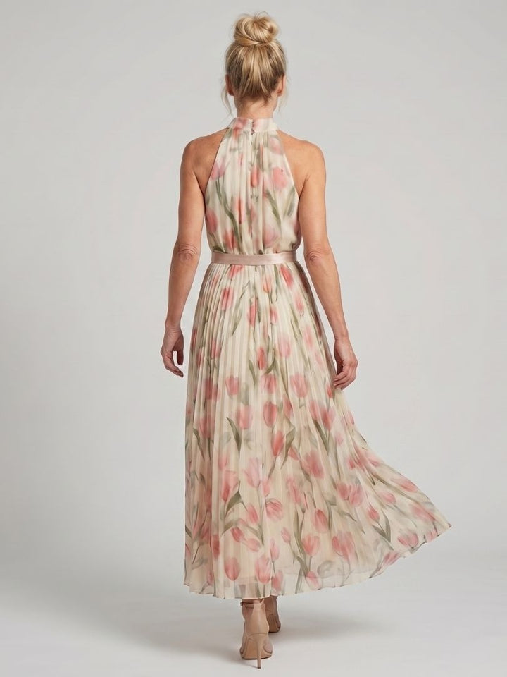 Aurelle | Halterneck Blumen Midi Kleid