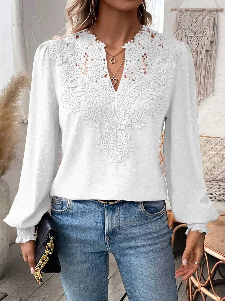 Sondra™ | Luxus-Spitzenbluse mit V-Ausschnitt