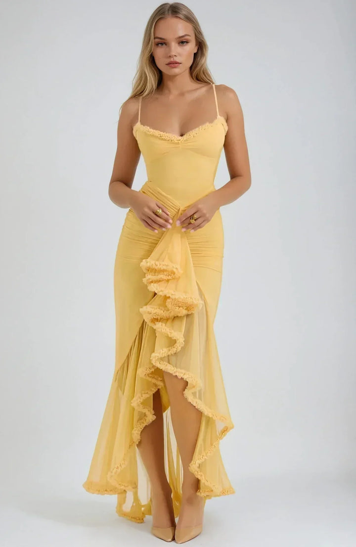 Chloe™ | Gelbes Mesh-Kleid