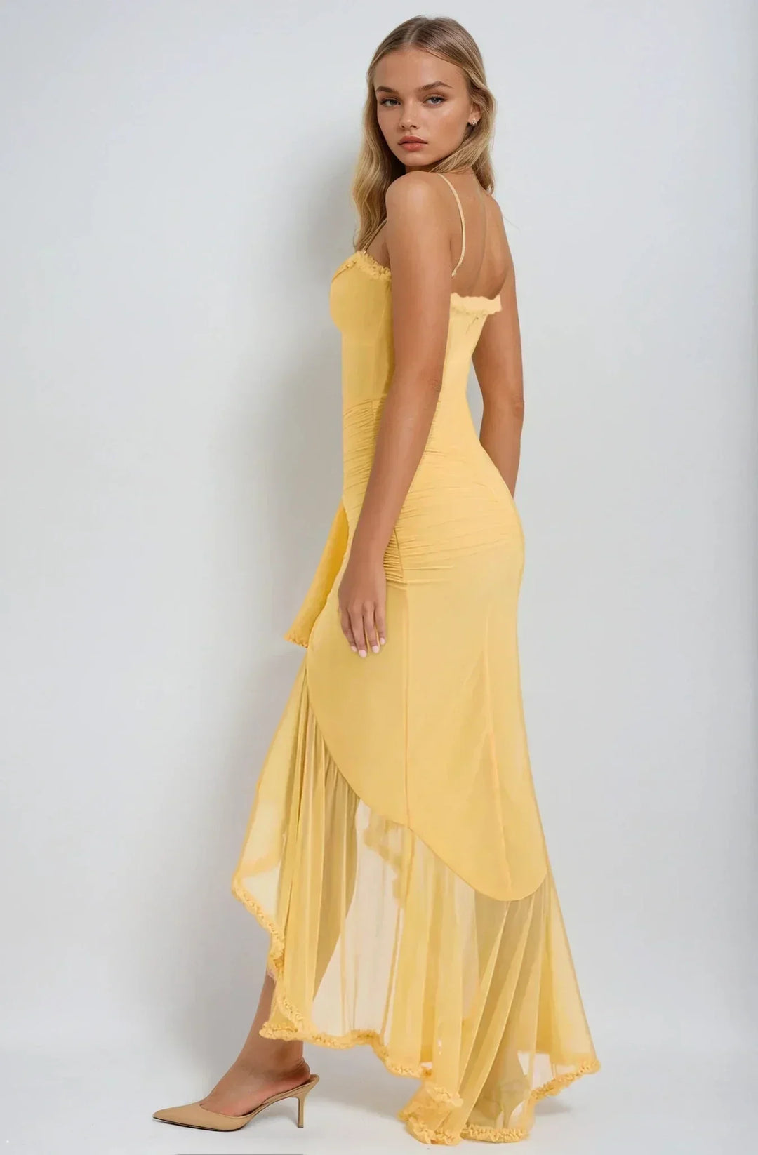 Chloe™ | Gelbes Mesh-Kleid