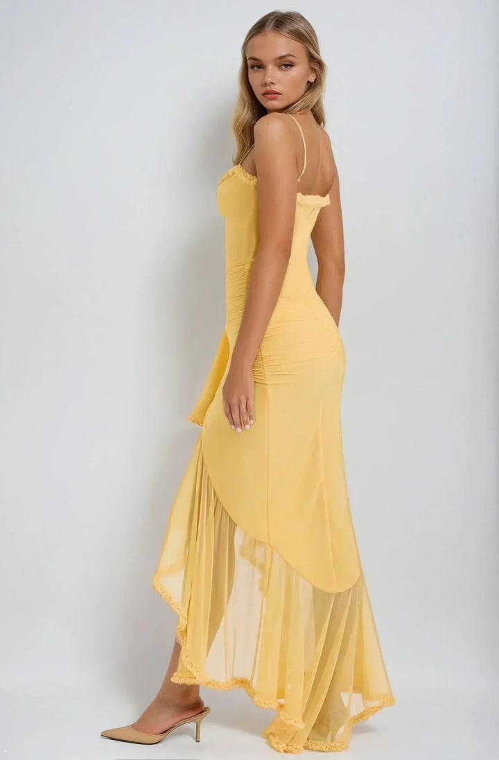 Chloe™ | Gelbes Mesh-Kleid