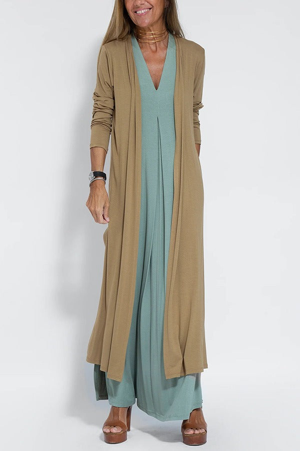 Carmela | Elegantes langes Kleid mit Strickjacke