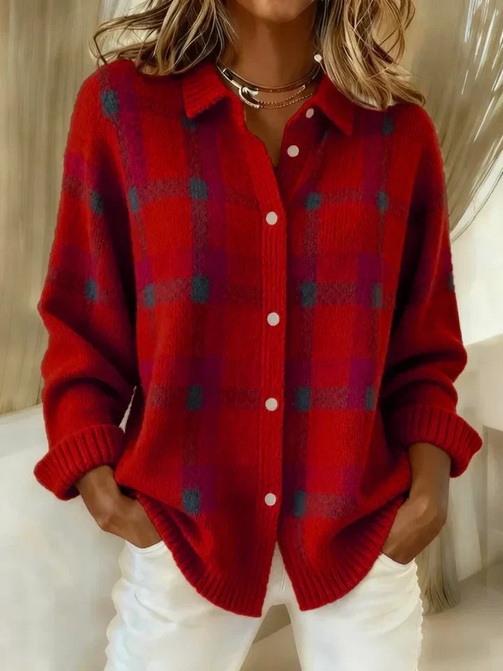 Victoria | Retro-Karopullover mit Kontrast Casual