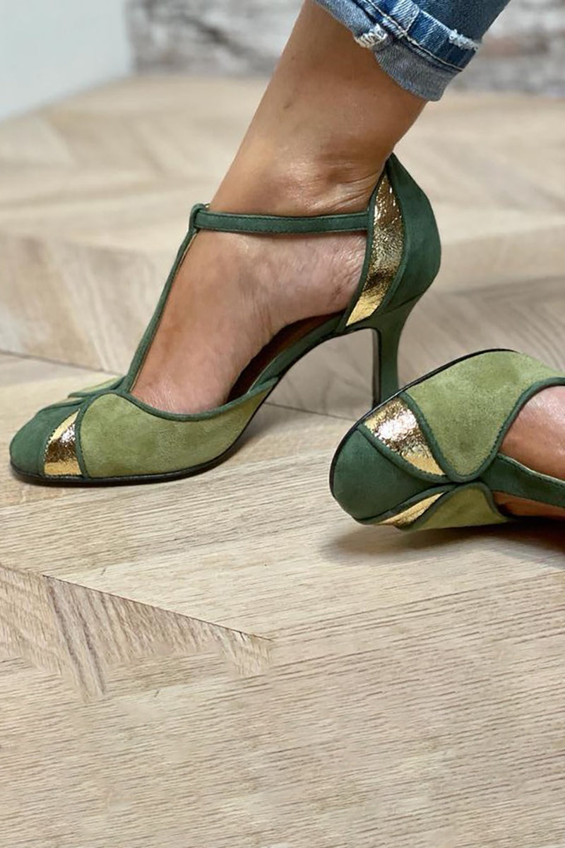 Carley™ – Patchwork-Pumps mit T-Riemen