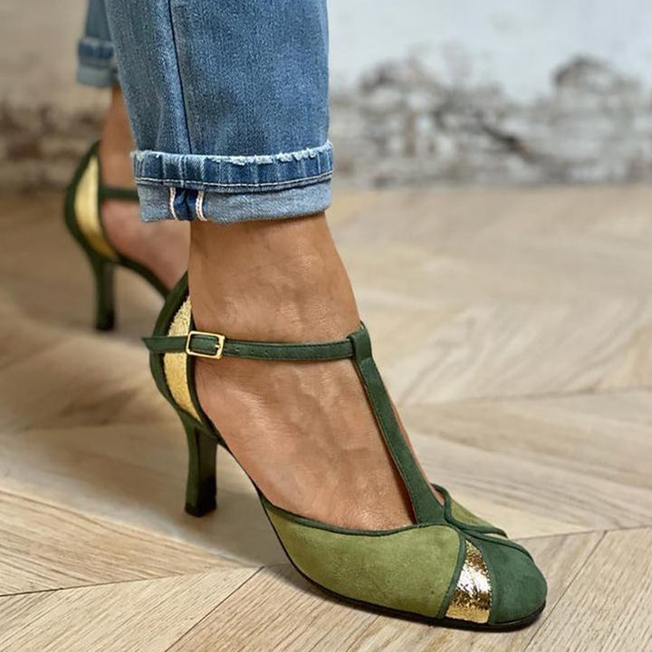 Carley™ – Patchwork-Pumps mit T-Riemen