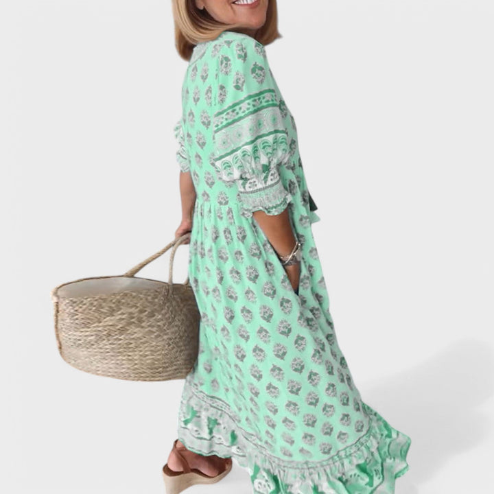 Marlena | Stoff mit V-Ausschnitt und A-Linien-Silhouette 