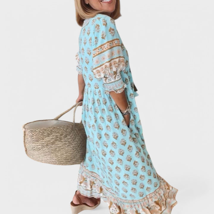 Marlena | Stoff mit V-Ausschnitt und A-Linien-Silhouette 