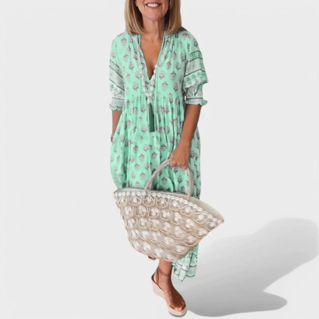 Marlena | Stoff mit V-Ausschnitt und A-Linien-Silhouette 