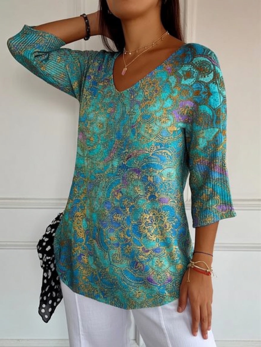 Bérangère™ — Elegante, fließende Bluse mit raffiniertem Druck