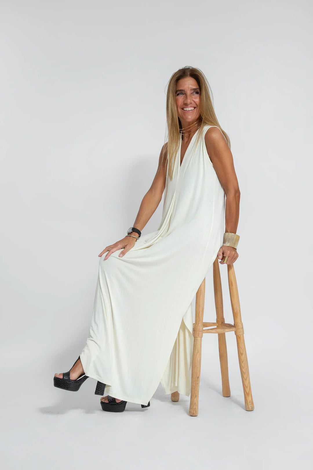 Carmela | Elegantes langes Kleid mit Strickjacke