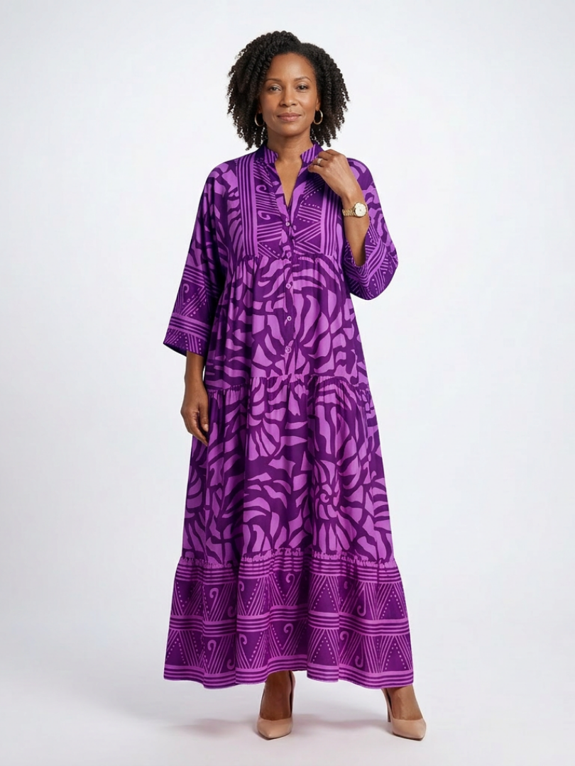 Marielle | Midi-Kleid mit Knopfleiste