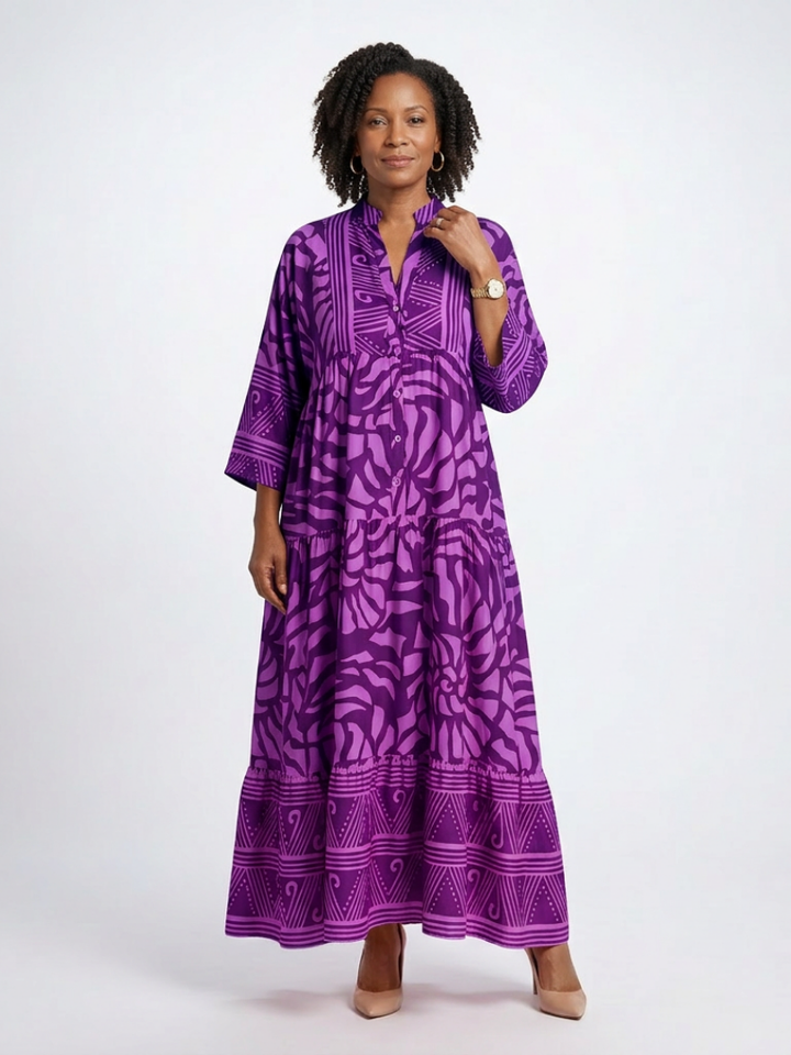 Marielle | Midi-Kleid mit Knopfleiste